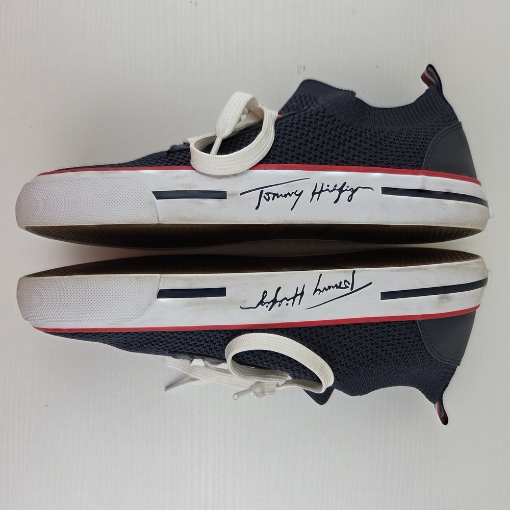 Tommy Hilfiger Gessie Stretch Knit Sneakers Casual Lace Up Navy Blue Womens Sz 7 - Picture 9 of 12